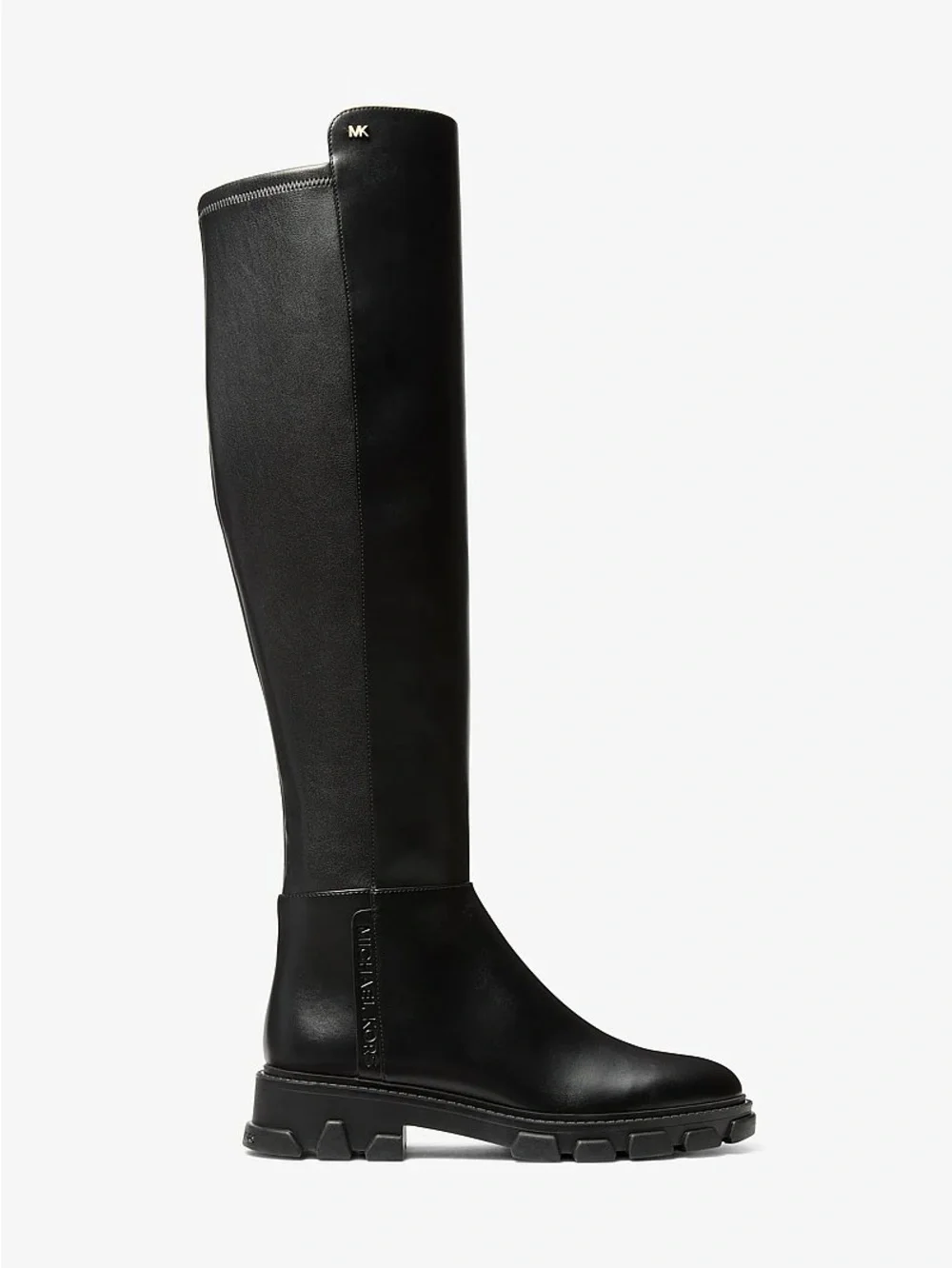 Michael Kors Black Leather Over-the-Knee Lug Sole Ridley Boots NWOB